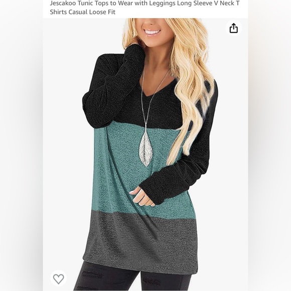 Tops - NWOT - Jescakoo Tunic Top - Long Sleeve V Neck T Shirts Casual Loose Fit